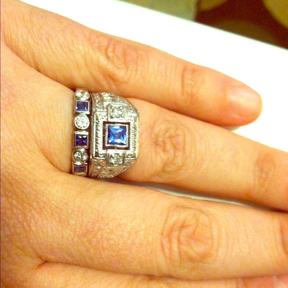 14 Karat Diamond and sapphire band - Custom made..